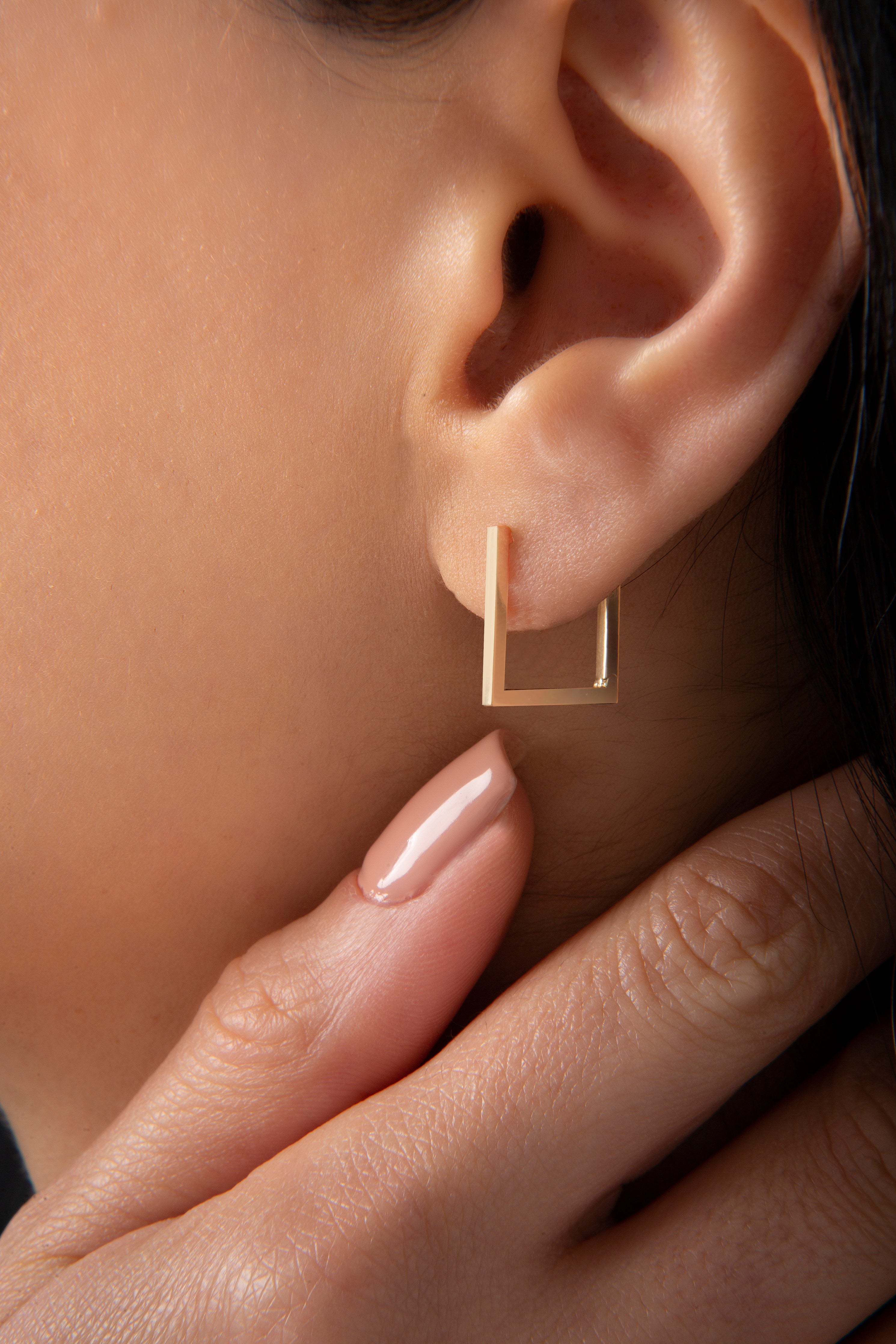 Mini Square Earring TSZ in Yellow Gold - Her Story Shop